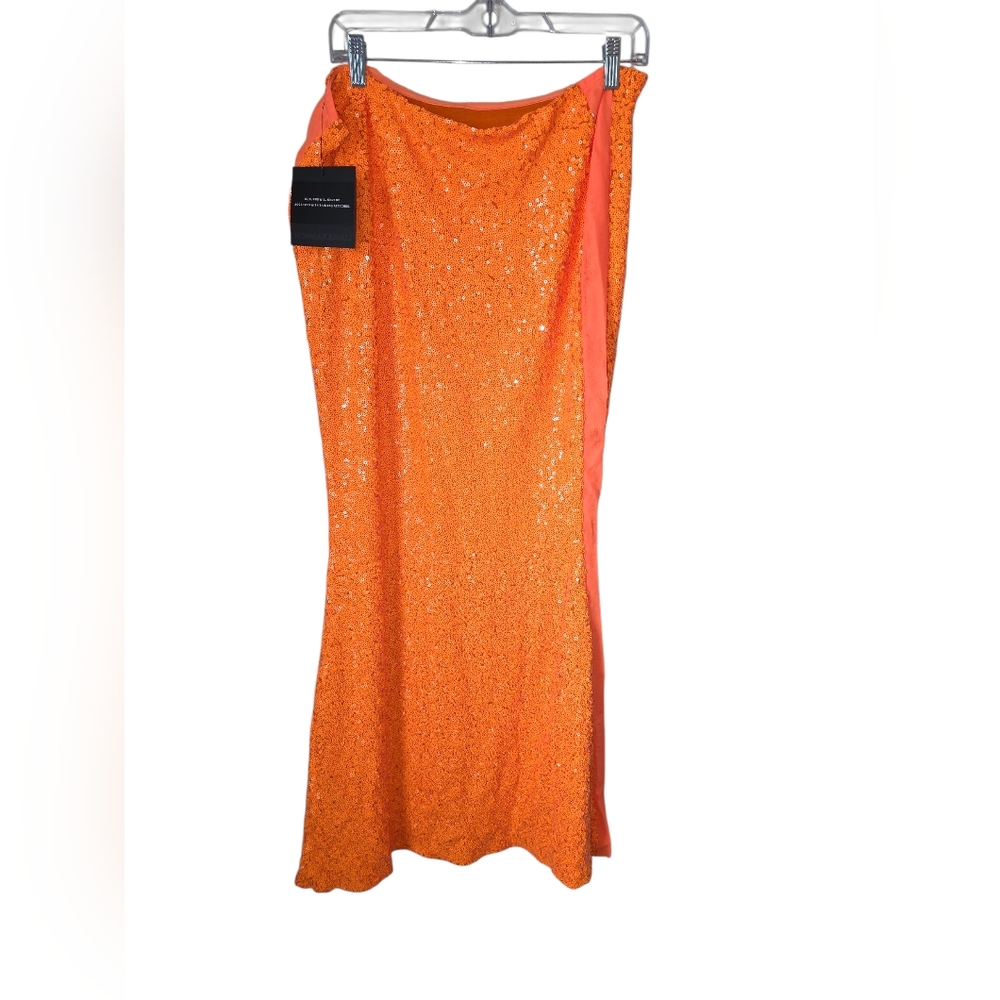 Norma Kamali Vibrant Orange Sequin Full Skirt Taylor Swift Life of a Showgirl - Picture 8 of 9